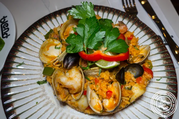 Seafood paella at Blend in Long Island City
