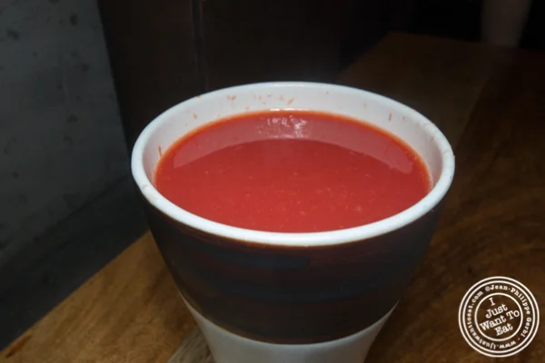 Blood orange juice at Jeju Noodle Bar in Greenwich Village