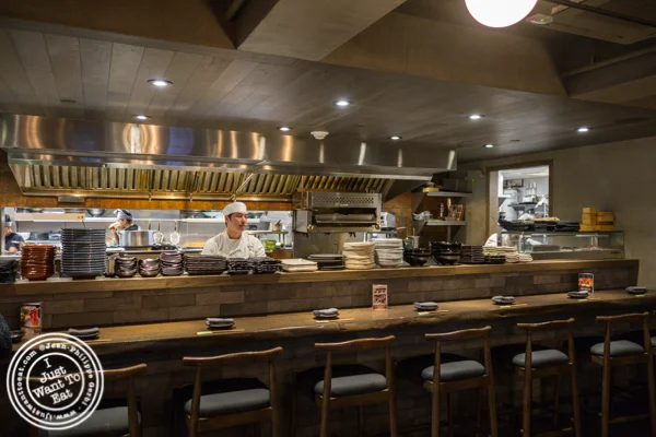 Open kitchen at TsuruTonTan in NYC, NY