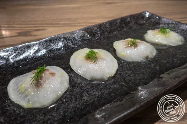 Scallop millefeuille at TsuruTonTan in NYC, NY