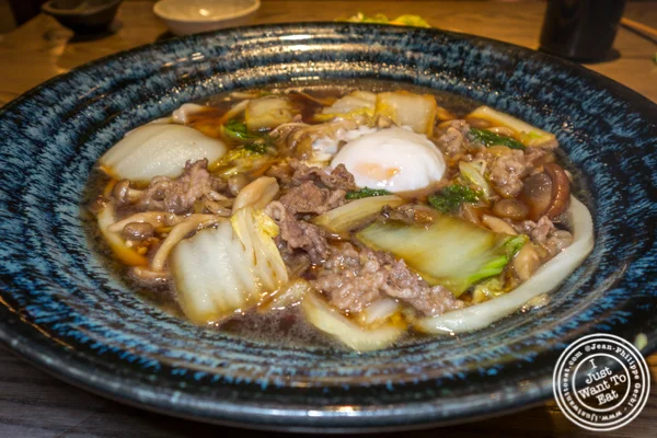 Wagyu and mushroom sukiyaki at TsuruTonTan in NYC, NY