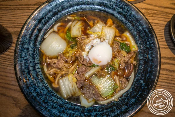 Wagyu and mushroom sukiyaki at TsuruTonTan in NYC, NY