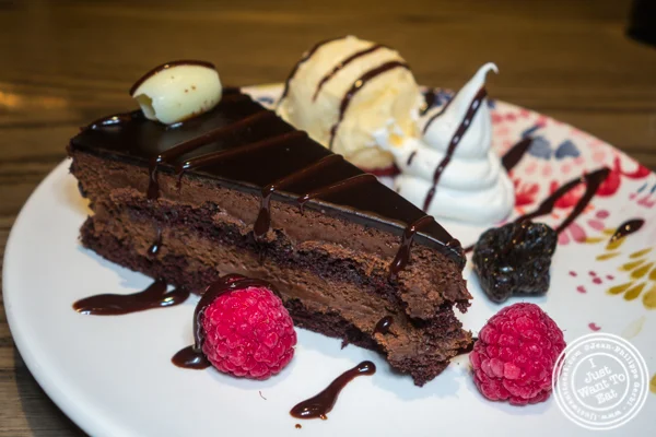 Lady M chocolate cake at TsuruTonTan in NYC, NY