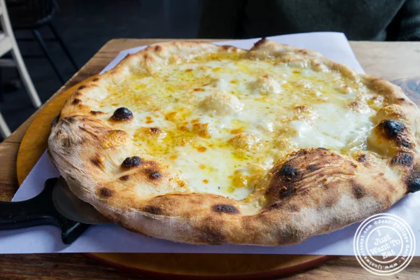 Supercheese pizza at Dozzino in Hoboken, NJ