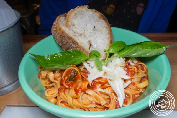 Fettuccine marinara at Aunt Jake's Wine Bar and Pasta Lab