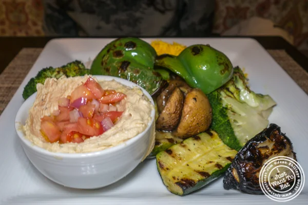 Vegetarian kebab at Ravagh Persian Grill in NYC