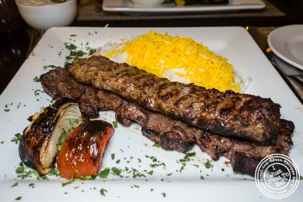 Sultani kebab at Ravagh Persian Grill in NYC, NY