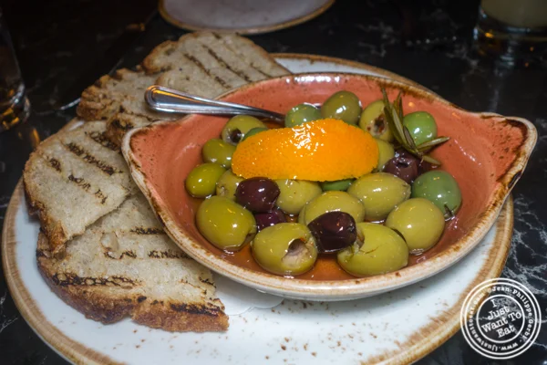 Braised olives at Valerie in NYC. NY