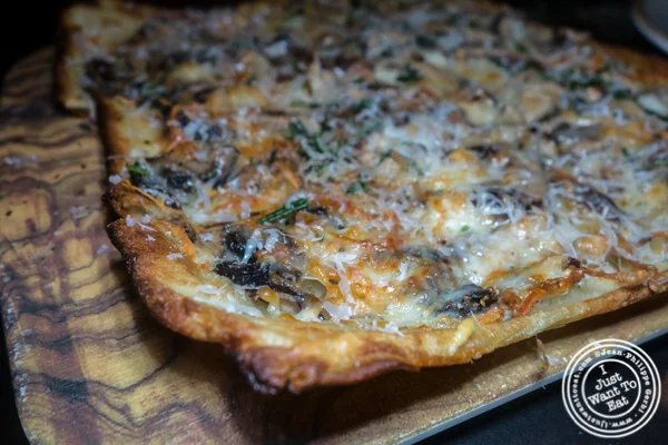 Truffled portobello flatbread at Valerie in NYC. NY