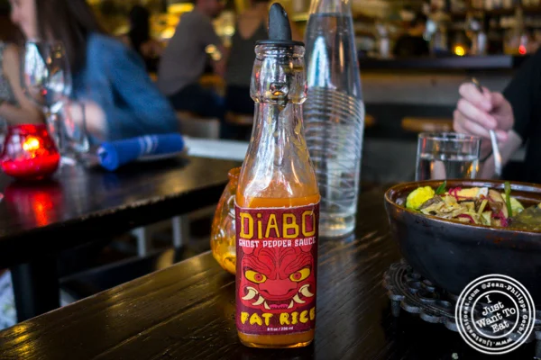 O Diabo sauce at Fat Rice in Chicago, IL