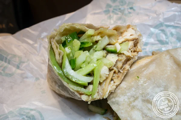 Chicken bing at Junzi Kitchen in NYC, NY