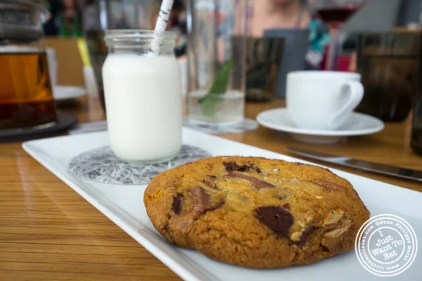 Cookie and milk at Untitled in NYC, NY