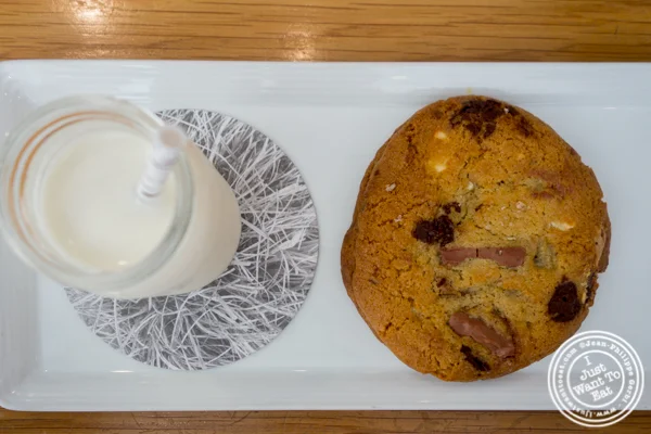Cookie and milk at Untitled in NYC, NY