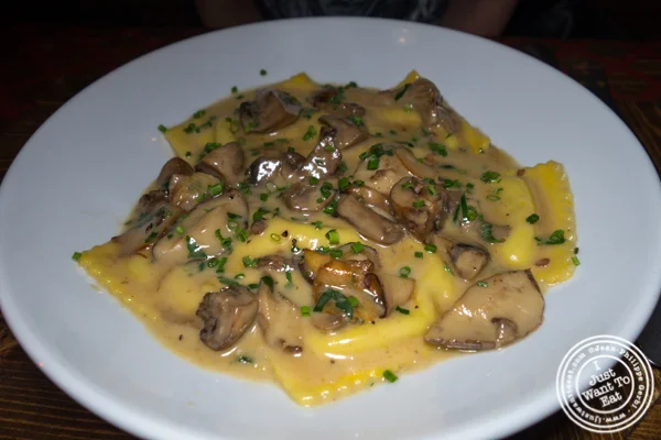 Mixed mushrooms ravioli at Woodpecker by David Burke in NYC, NY