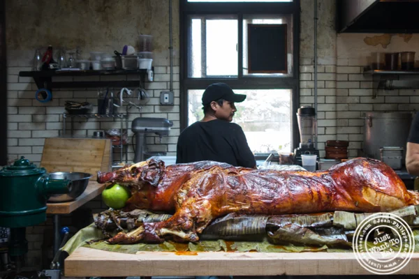 Roasted pork at Antique Bar and Bakery in Hoboken, NJ