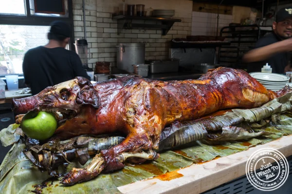 Roasted pork at Antique Bar and Bakery in Hoboken, NJ
