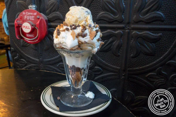 Frozen cannoli sundae at Antique Bar and Bakery in Hoboken, NJ