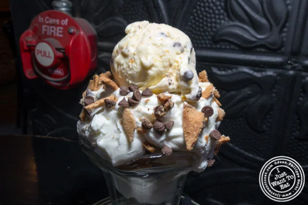 Frozen cannoli sundae at Antique Bar and Bakery in Hoboken, NJ