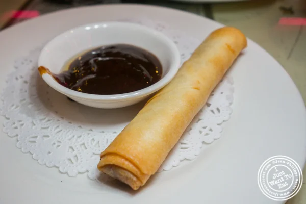 BBQ Peking duck Spring roll at Joe's Ginger in Chinatown