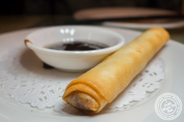 BBQ Peking duck Spring roll at Joe's Ginger in Chinatown