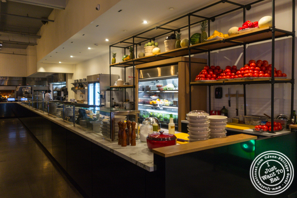 Open kitchen at 800 Degrees Woodfired Kitchen in NYC, NY
