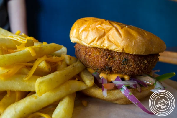 Veggie burger at Soul Curry in Hoboken, NJ