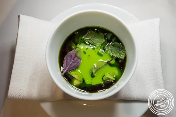 Pasta al pesto in abstract at Osteria Francescana in Modena, Italy