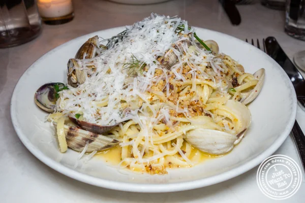 Linguine with Manilla clams at La Pecora Bianca, Midtown East