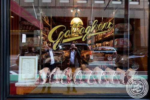 Meat locker at Gallaghers Steakhouse in NYC, NY