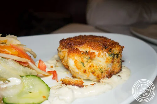 Crab cake at Gallaghers Steakhouse in NYC, NY