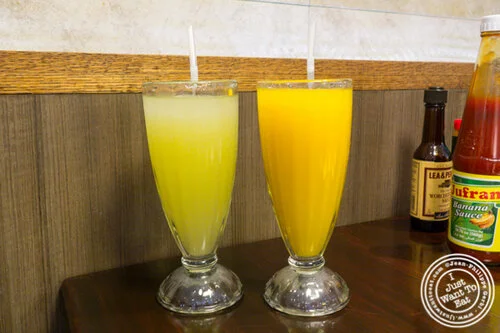 Calamansi and mango juice at Max's, cuisine of The Philippines in Jersey City