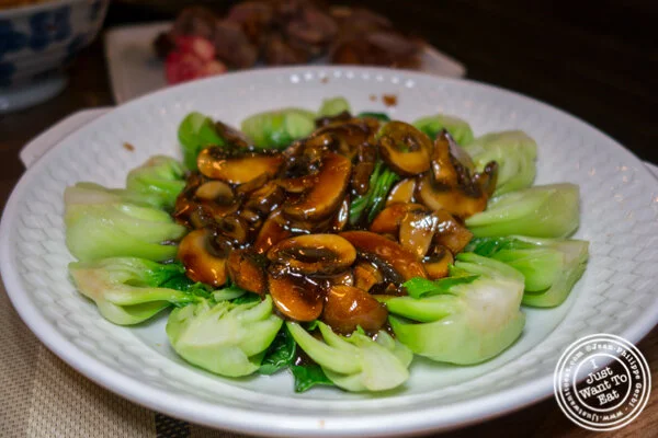 Vegetable with black mushrooms at Alley 41 in Flushing, Queens