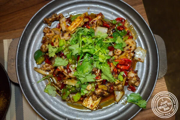 Frog with dry pepper at Alley 41 in Flushing, Queens