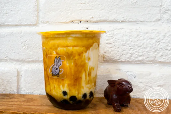 Matcha milk tea at Rabbit Rabbit Tea in NYC, NY