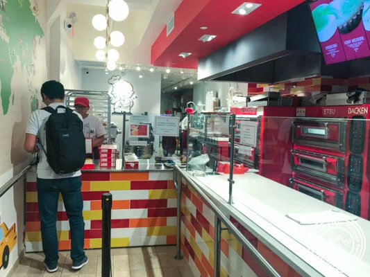 Counter at Uncle Tetsu cheesecake in NYC. NY