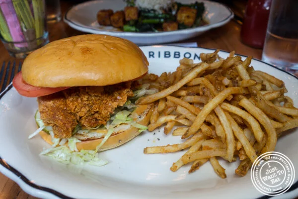 Fried chicken sandwich at The Ribbon on the Upper West Side