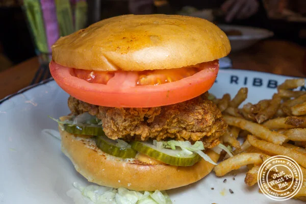 Fried chicken sandwich at The Ribbon on the Upper West Side