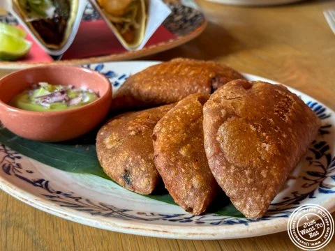 On the blog today,  @oyamelbyjose , one of the many restaurants of @chefjoseandres, serving Mexican cuisine at the bottom of Hudson Yards shops.  The empanadas de bongos, a vegetarian dish was one of the many dishes we tried.

 ➡ Link in profile
.
.
