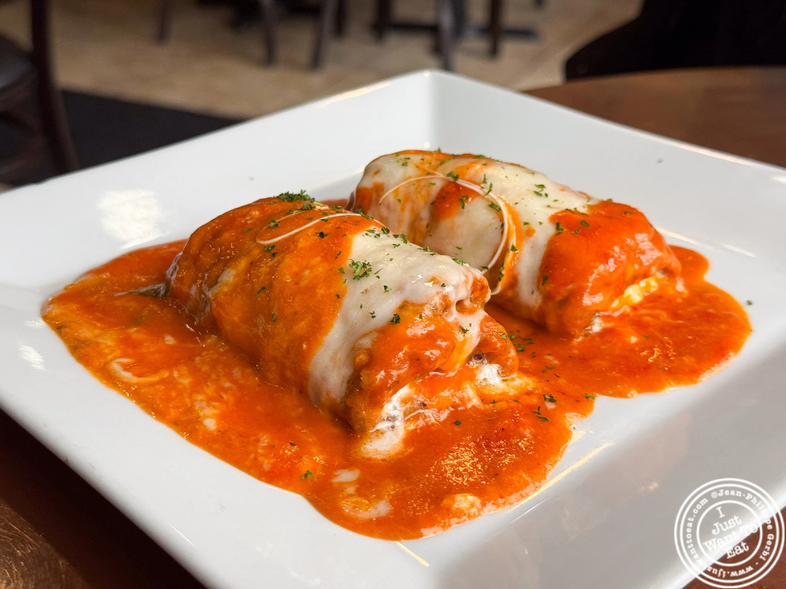 Eggplant rollatini at Bella Trattoria & Pizzeria in Guttenberg, NJ