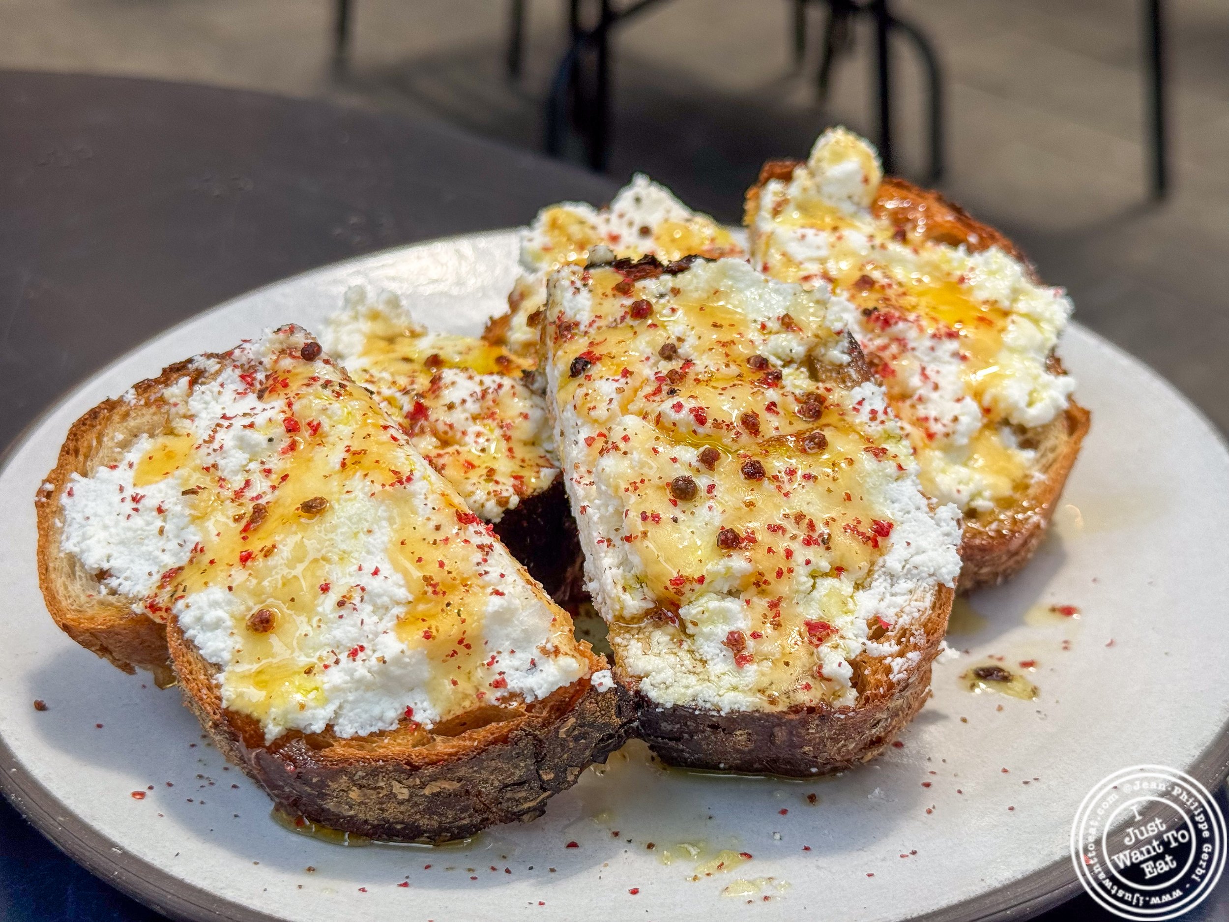 Ricotta and honey toast at Corto in Jersey City Heights