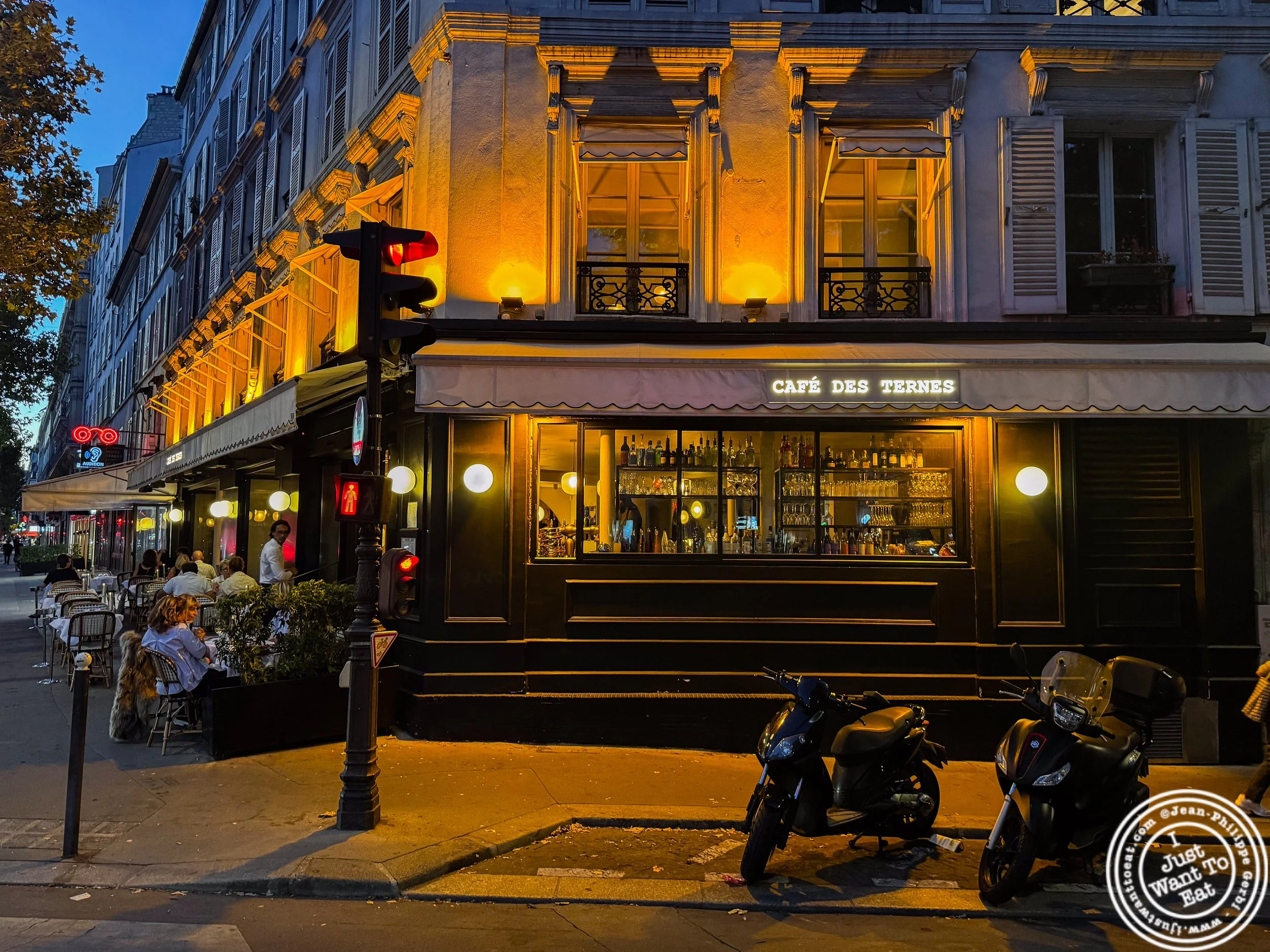 front of Café des Ternes in Paris, France