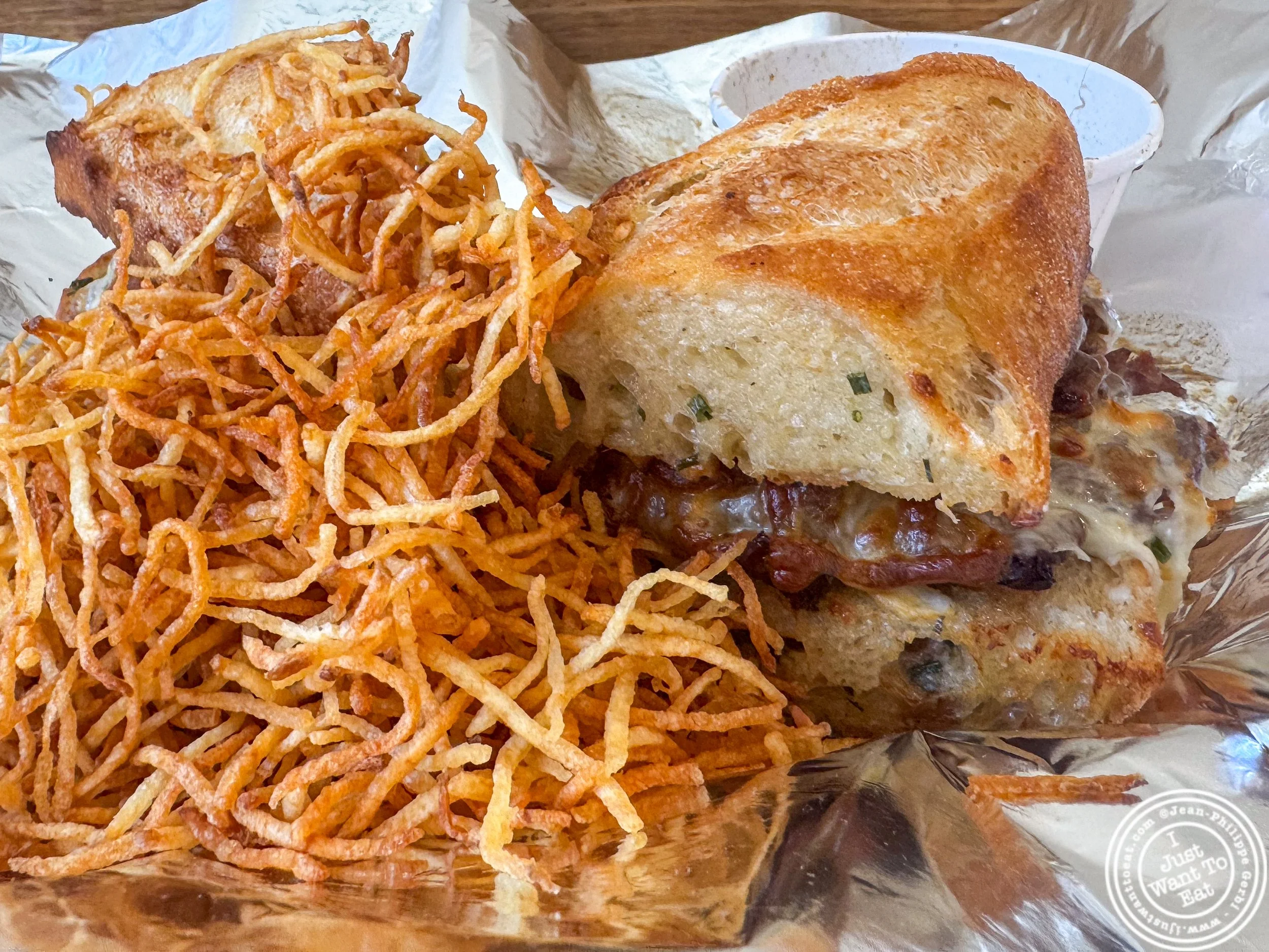 French dip and matchsticks fries at Salt Hank's in NYC, NY