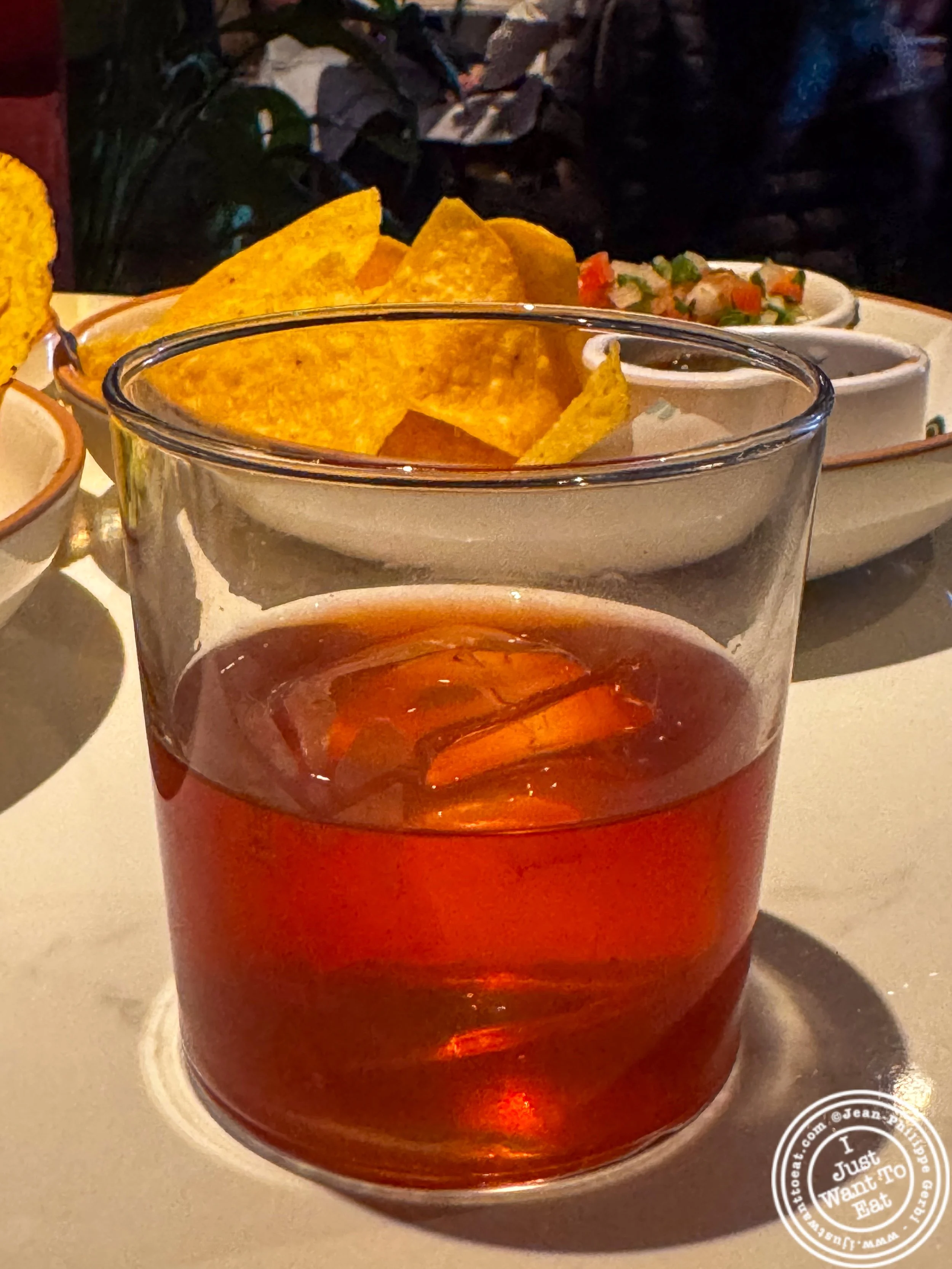 Smoky agave old fashioned at Meximodo in Jersey City, NJ