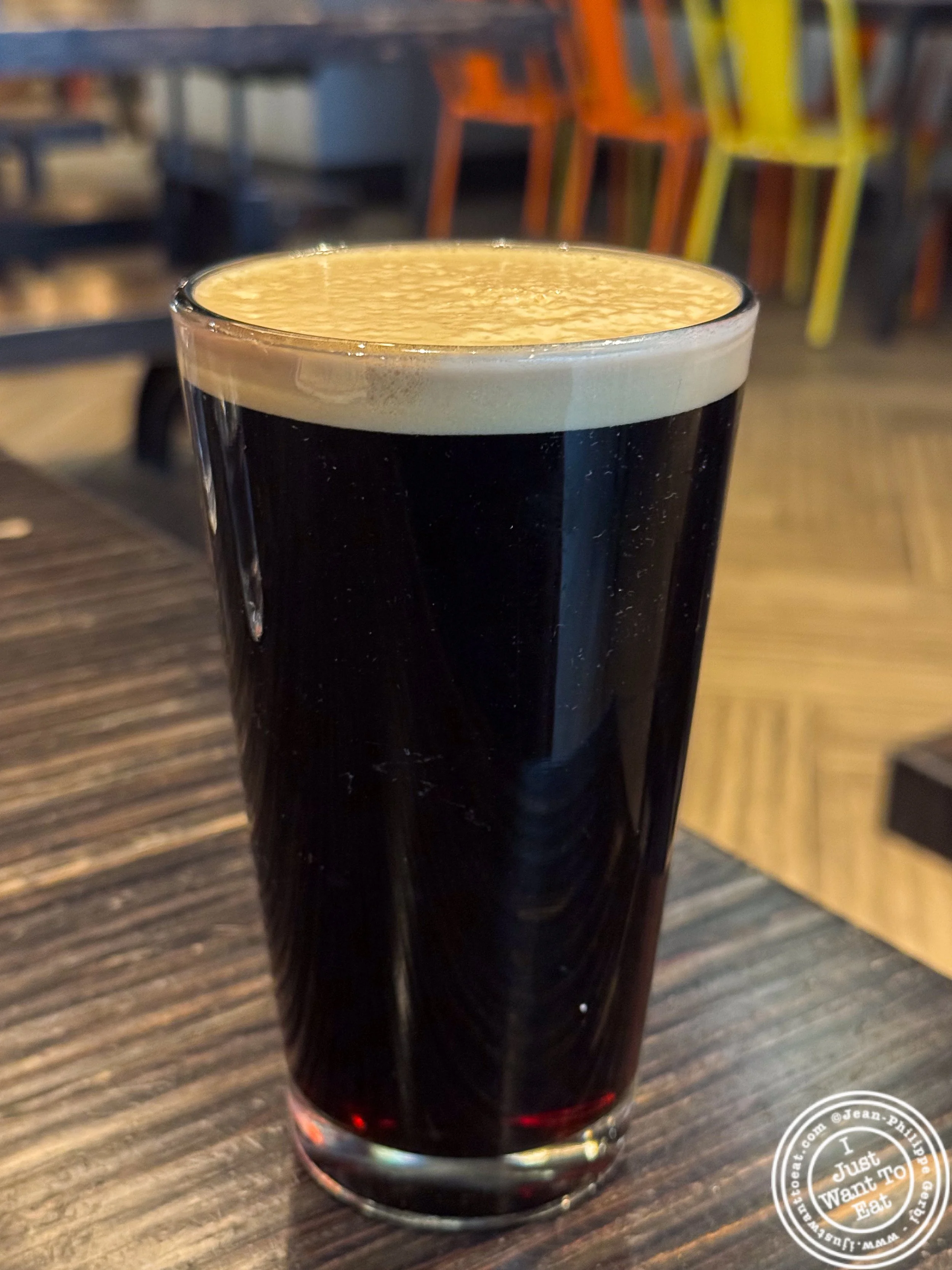 Upward OM chocolate nitro stout beer at Clinton Hall 36 in New York, NY
