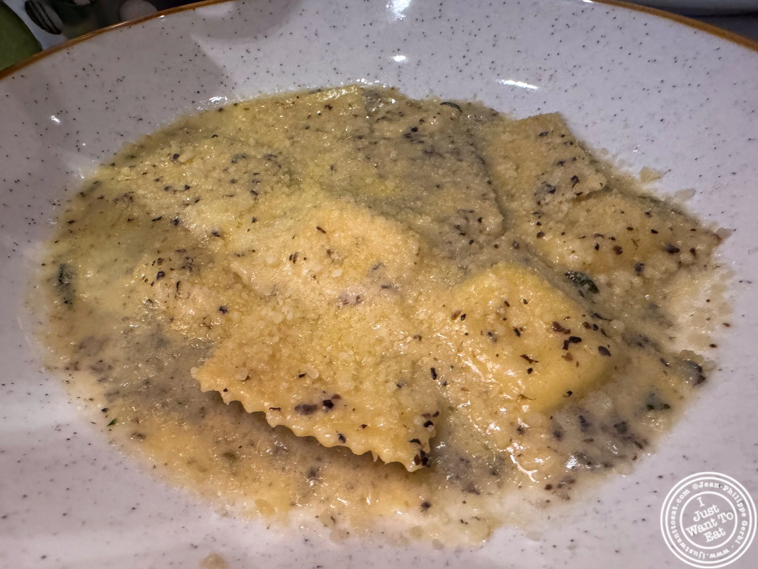 Cheese ravioli e tartufo at Ramerino Italian Prime in NYC, NY