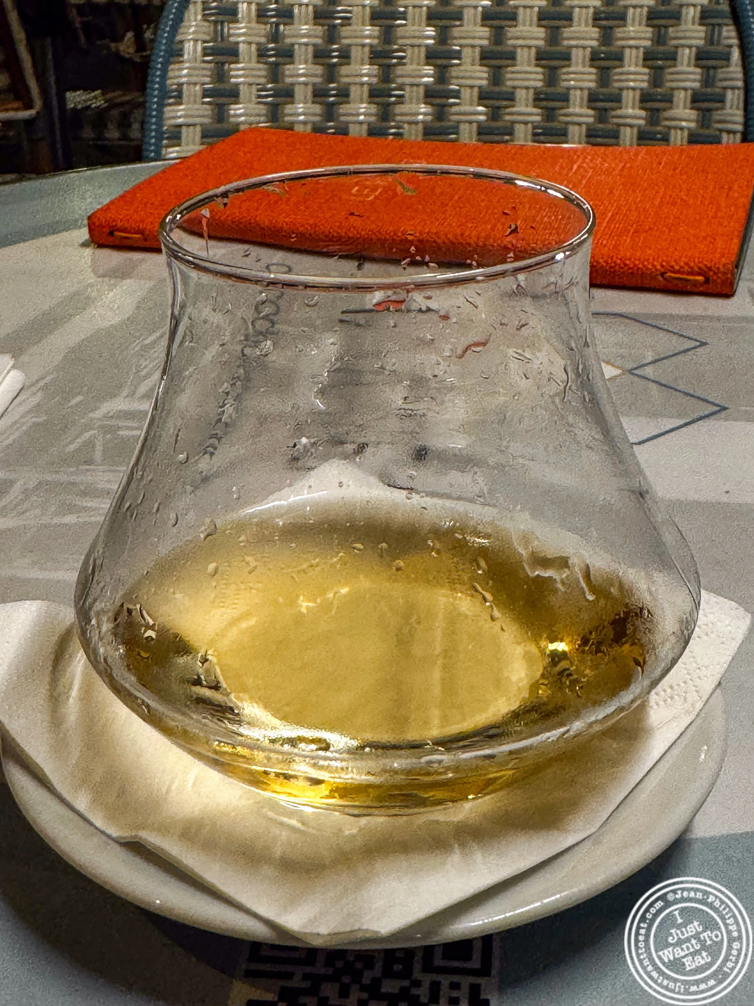 Glass of muscat at Le Hameau in Paris