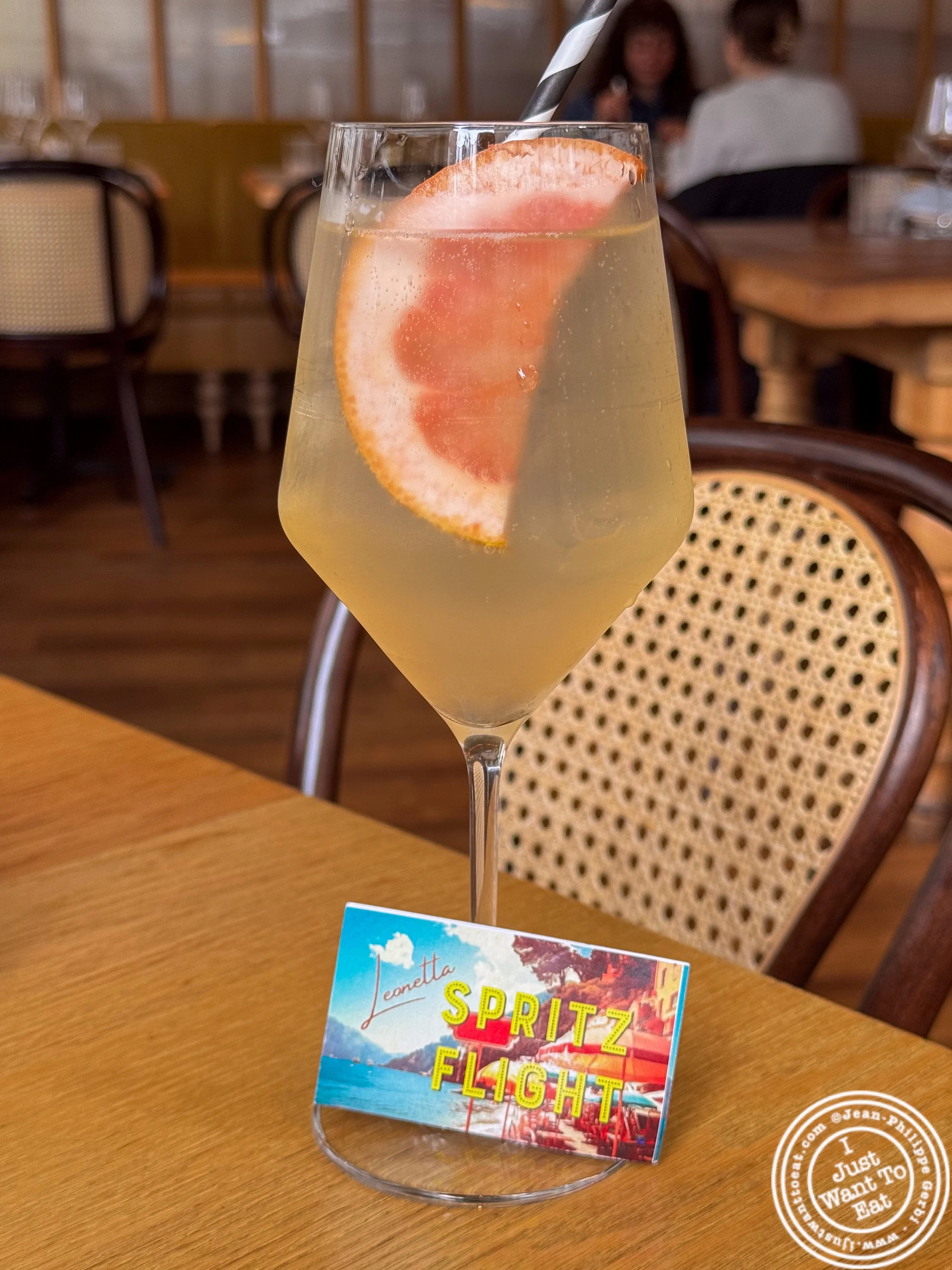 Rockey's Botanical liquor and grapefruit spritz at Leonetta in NYC