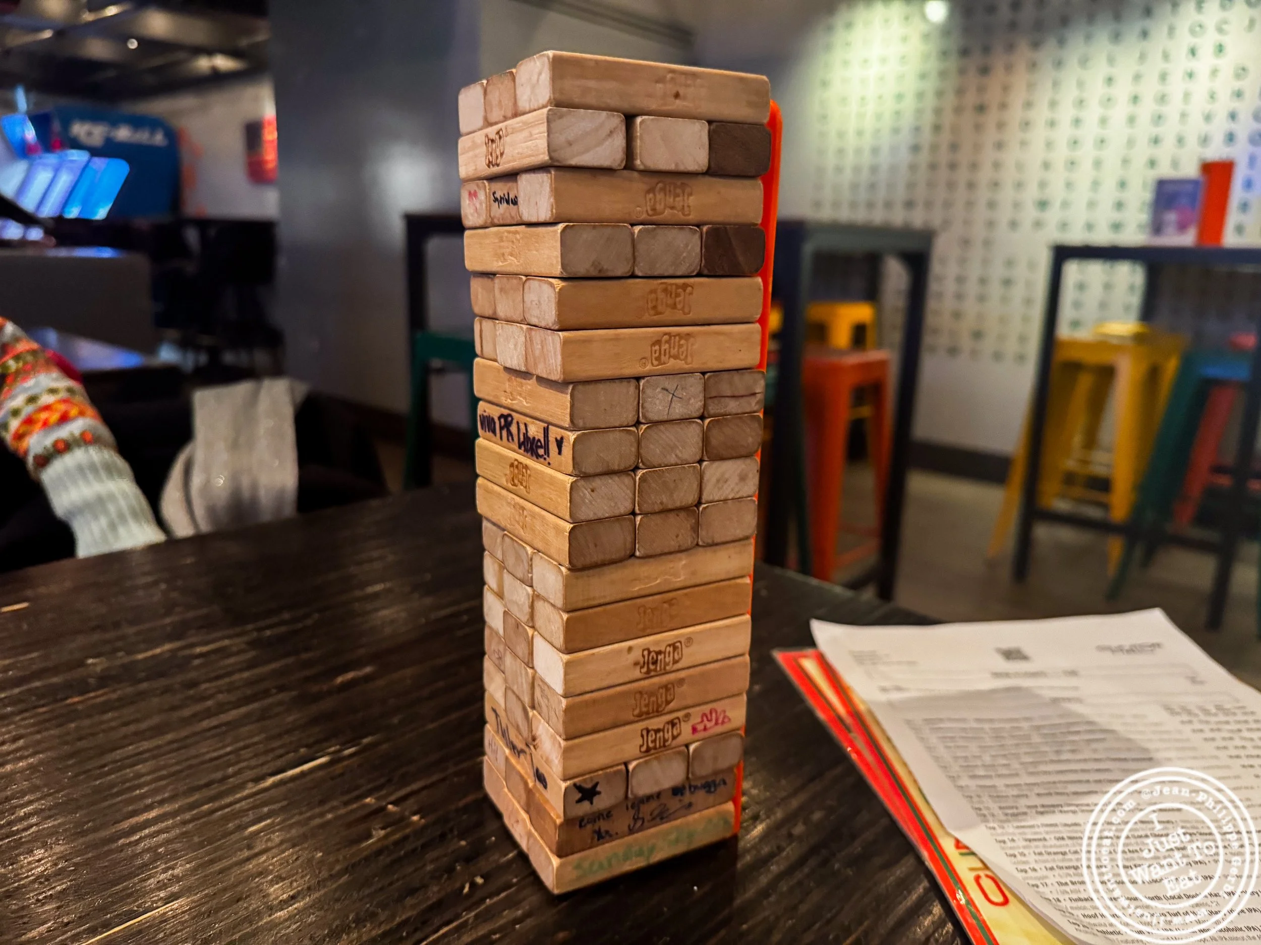 Jenga game at Clinton Hall 36 in New York, NY
