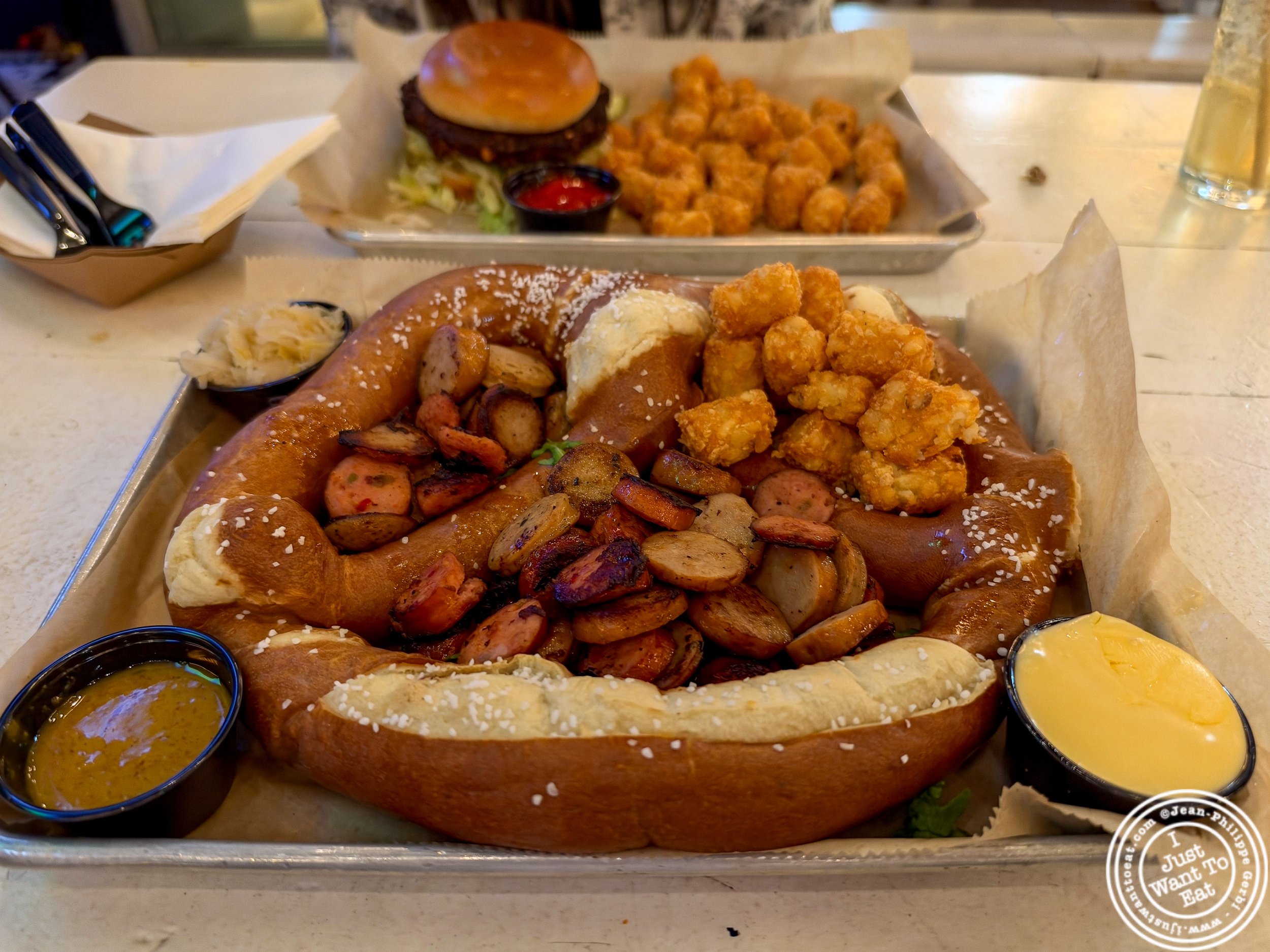 Wursfest platter at Clinton Hall FiDi in NYC, NY