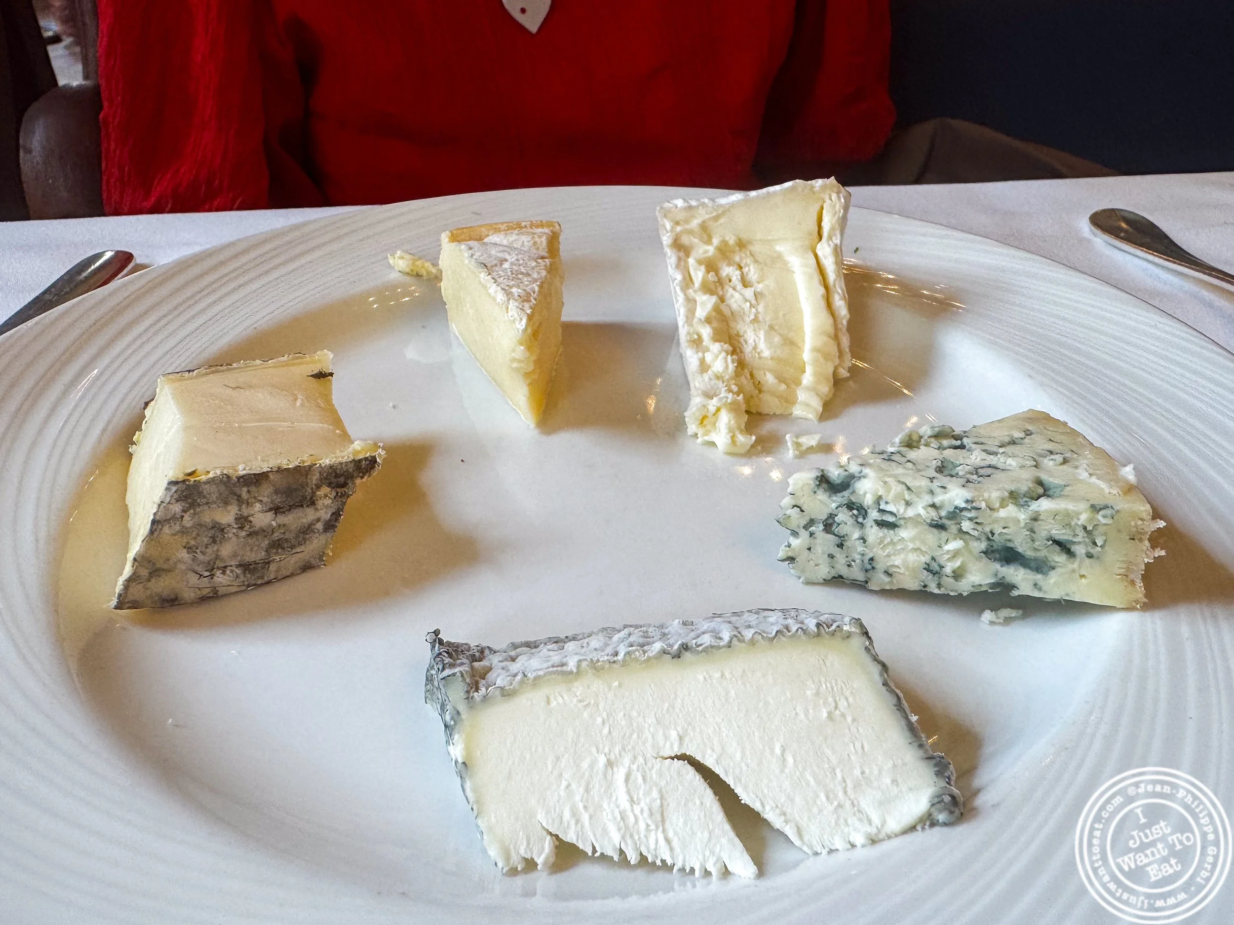 Cheese plate with Brillat-Savarin, Saint-Nectaire and Fourme d'Ambert at Le Train Bleu, Paris, France